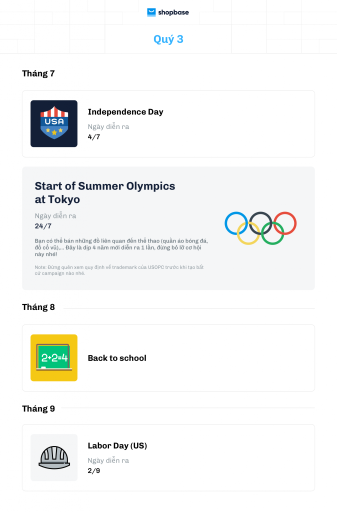 Quý 3: Chào đón Olympic Games và dịp Back-to-school